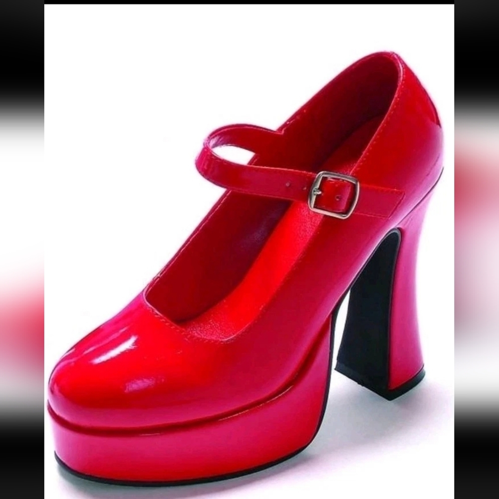 Sexy Ellie Shoes E-557-Eden Red Chunky 5" Heels Mary Jane Sz 6 $75 New In Box! - Picture 2 of 3